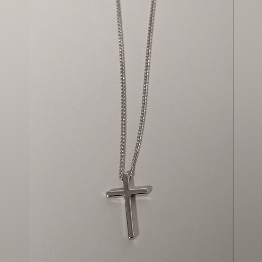 Kids Silver Cross Pendant Necklace - Sleek Minimalist Design